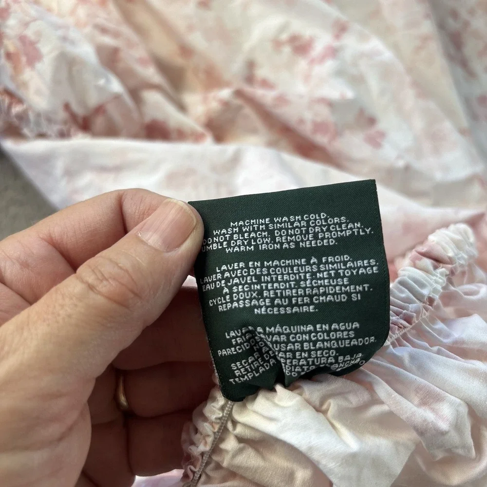 Ralph Lauren Queen Fitted Sheet Dusty Rose Blush Watercolor Floral Cotton